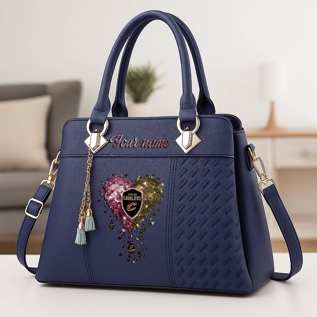LIMITED EDITION - NEW CUSTOMIZED NBA02 CCA CLEVELAND CAVALIERS ZIP HANDBAG MULTICOLOR