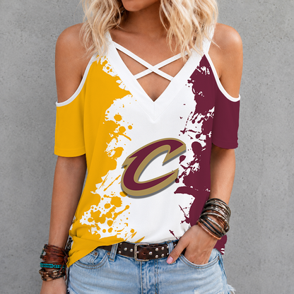 [HOT DEAL] NEW CUSTOMIZED NBA02 CCA CLEVELAND CAVALIERS CRISS CROSS V-NECK TOP