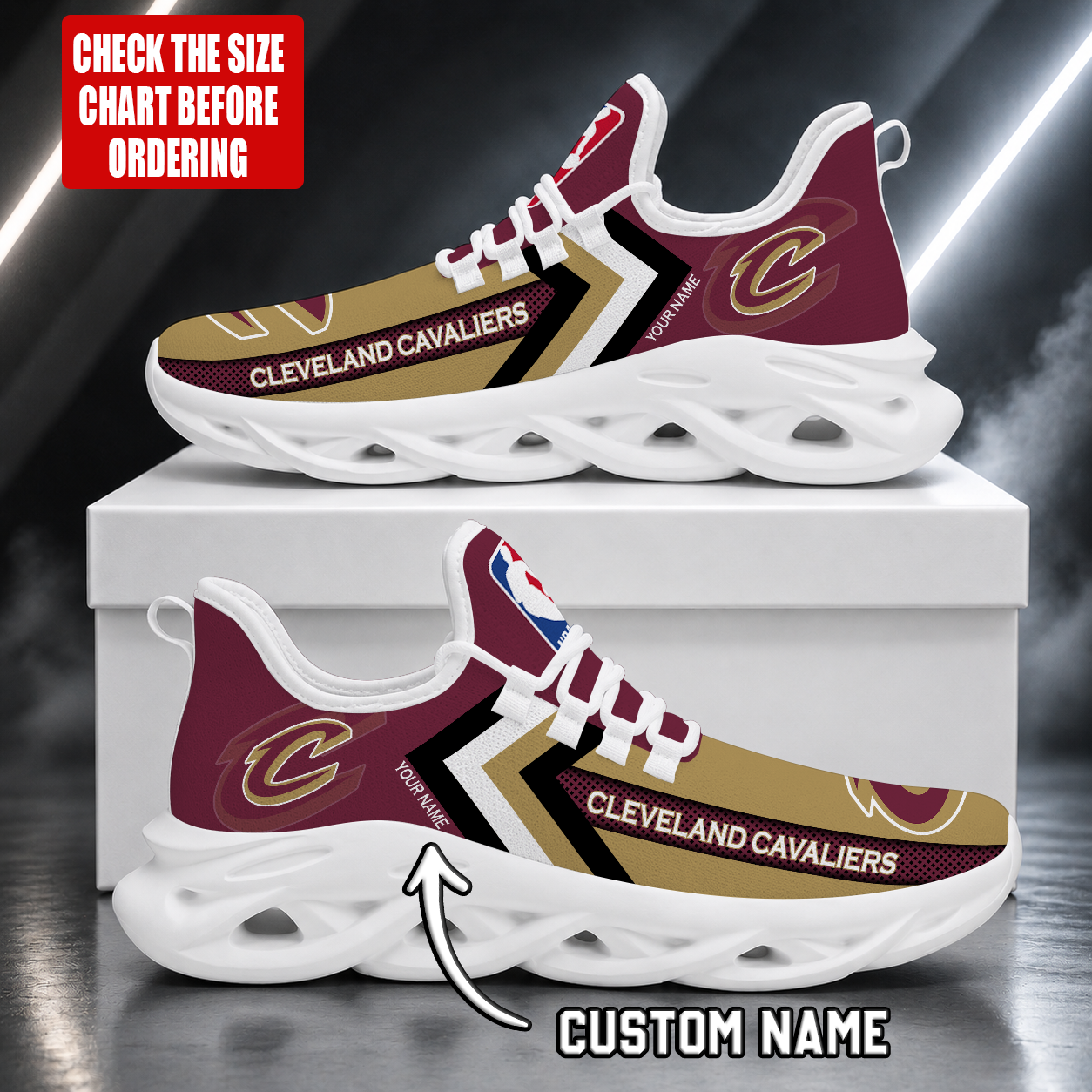 FINAL SALE - NEW CUSTOMIZED NBA02 CCA CLEVELAND CAVALIERS MAX SOUL SHOES