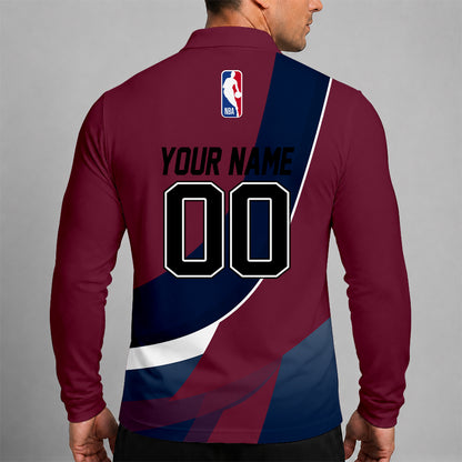 [HOT DEAL] NEW CUSTOMIZED NBA02 CCA CLEVELAND CAVALIERS MEN LONG SLEEVE POLO