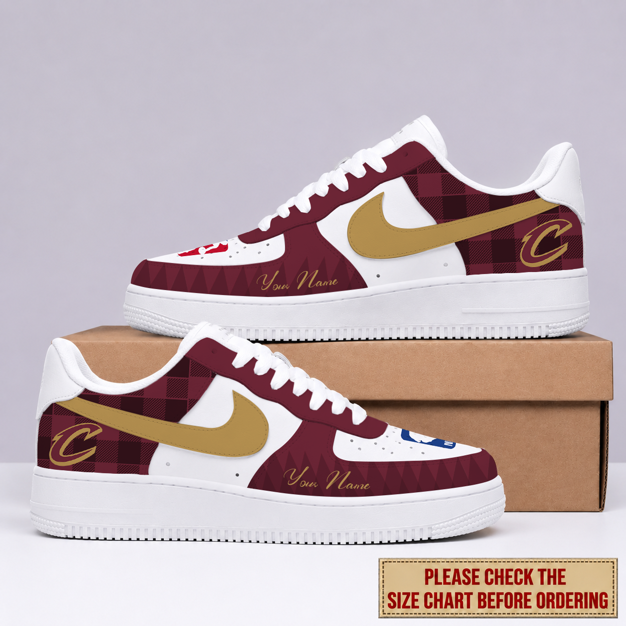 EXCLUSIVE EDITION - NEW CUSTOMIZED NBA02 CCA CLEVELAND CAVALIERS AF1 SNEAKERS