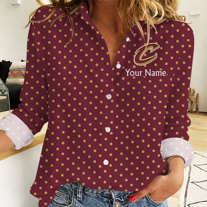 ELITE EDITION - NEW CUSTOMIZED NBA02 CCA CLEVELAND CAVALIERS WOMEN CASUAL SHIRT FOR FAN