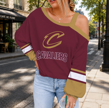 LIMITED EDITION - NEW CUSTOMIZED NBA02 CCA CLEVELAND CAVALIERS DROP SHOULDER SWEATSHIRT
