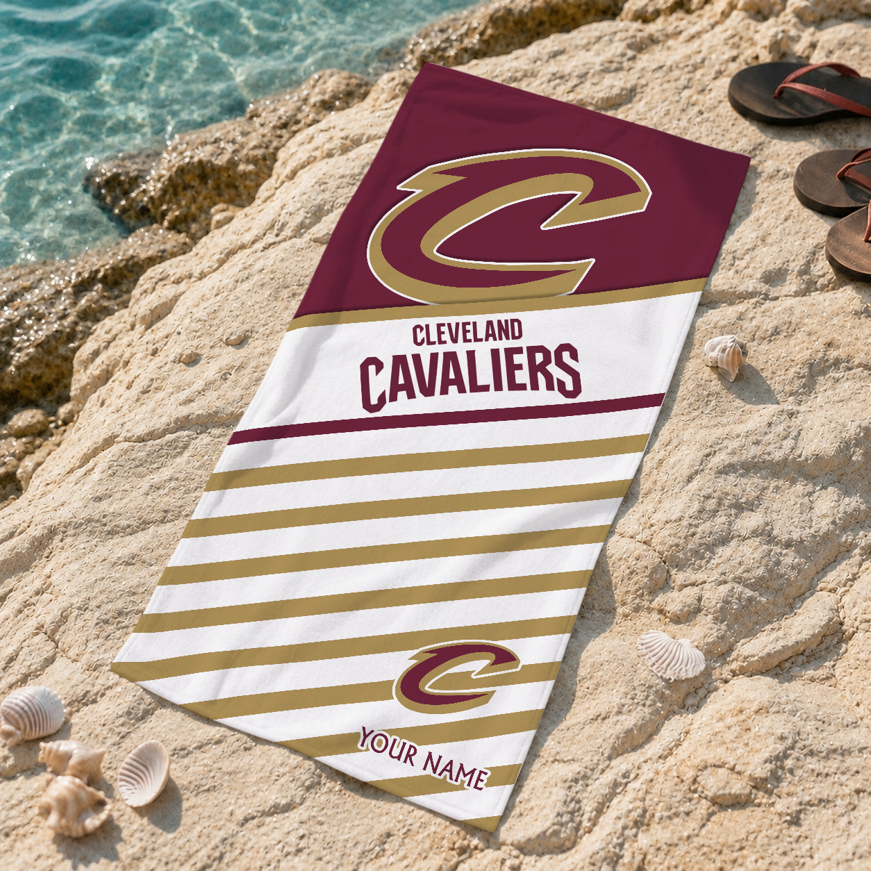 LIMITED EDITION - NEW CUSTOMIZED NBA02 CCA CLEVELAND CAVALIERS BEACH TOWEL FOR FAN