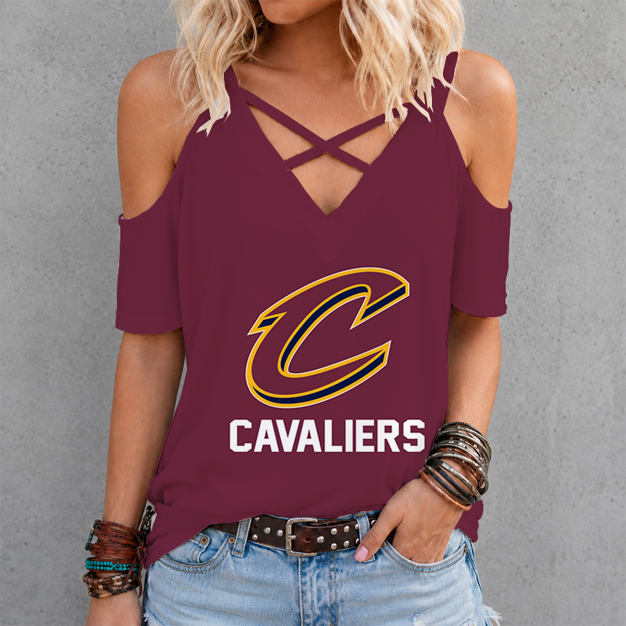 LIMITED EDITION - NEW CUSTOMIZED NBA02 CCA CLEVELAND CAVALIERS CRISS CROSS V-NECK TOP