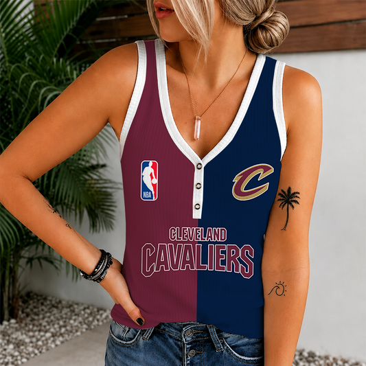 [HOT DEAL] NEW CUSTOMIZED NBA02 CCA CLEVELAND CAVALIERS WOMEN'S V-NECK TANK TOP
