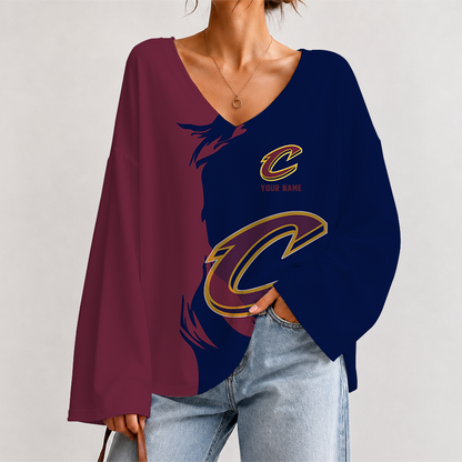 [HOT DEAL] NEW CUSTOMIZED NBA02 CCA CLEVELAND CAVALIERS V-NECK LONG SLEEVED CROP TOP