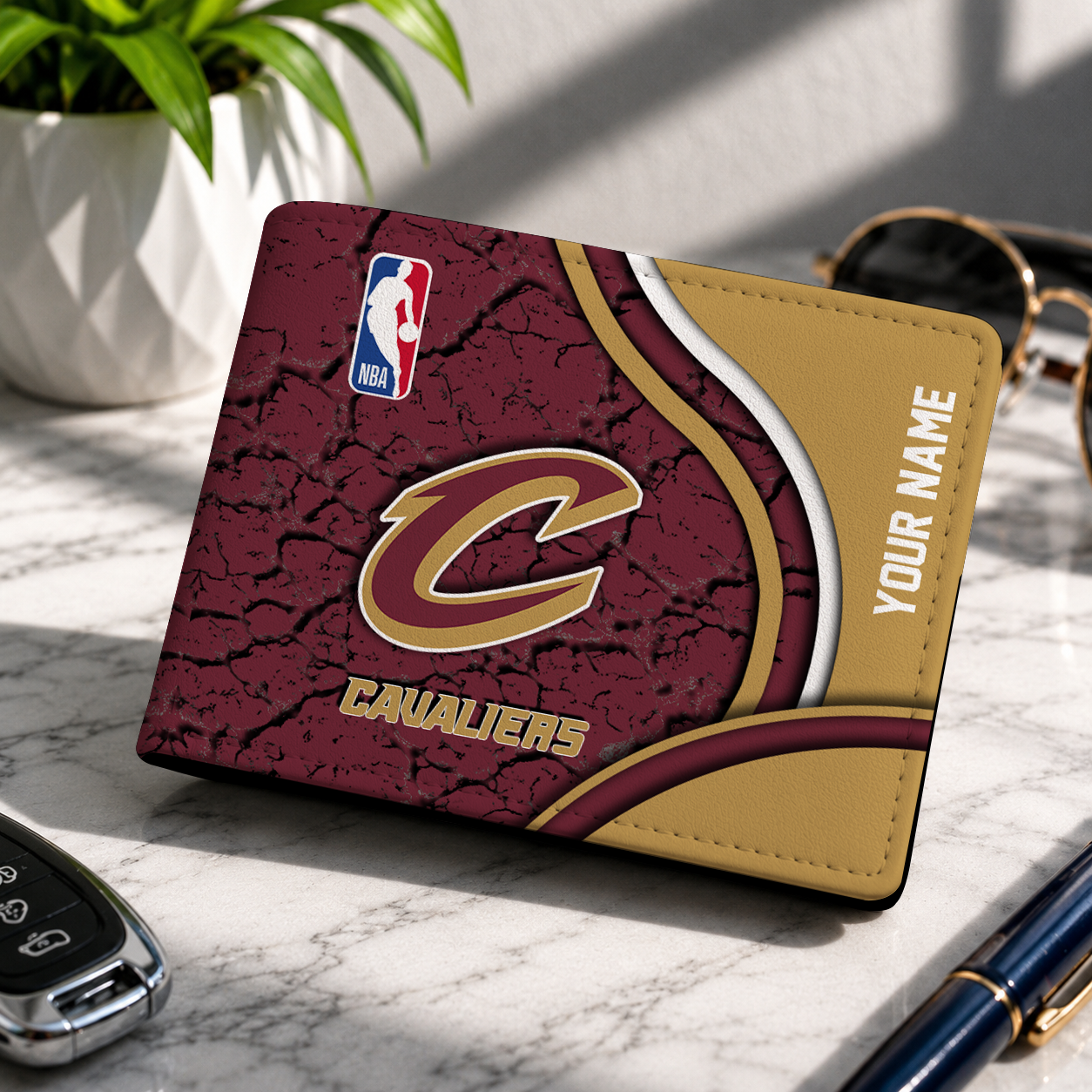 VIRAL EDITION - NEW CUSTOMIZED NBA02 CCA CLEVELAND CAVALIERS LEATHER WALLET