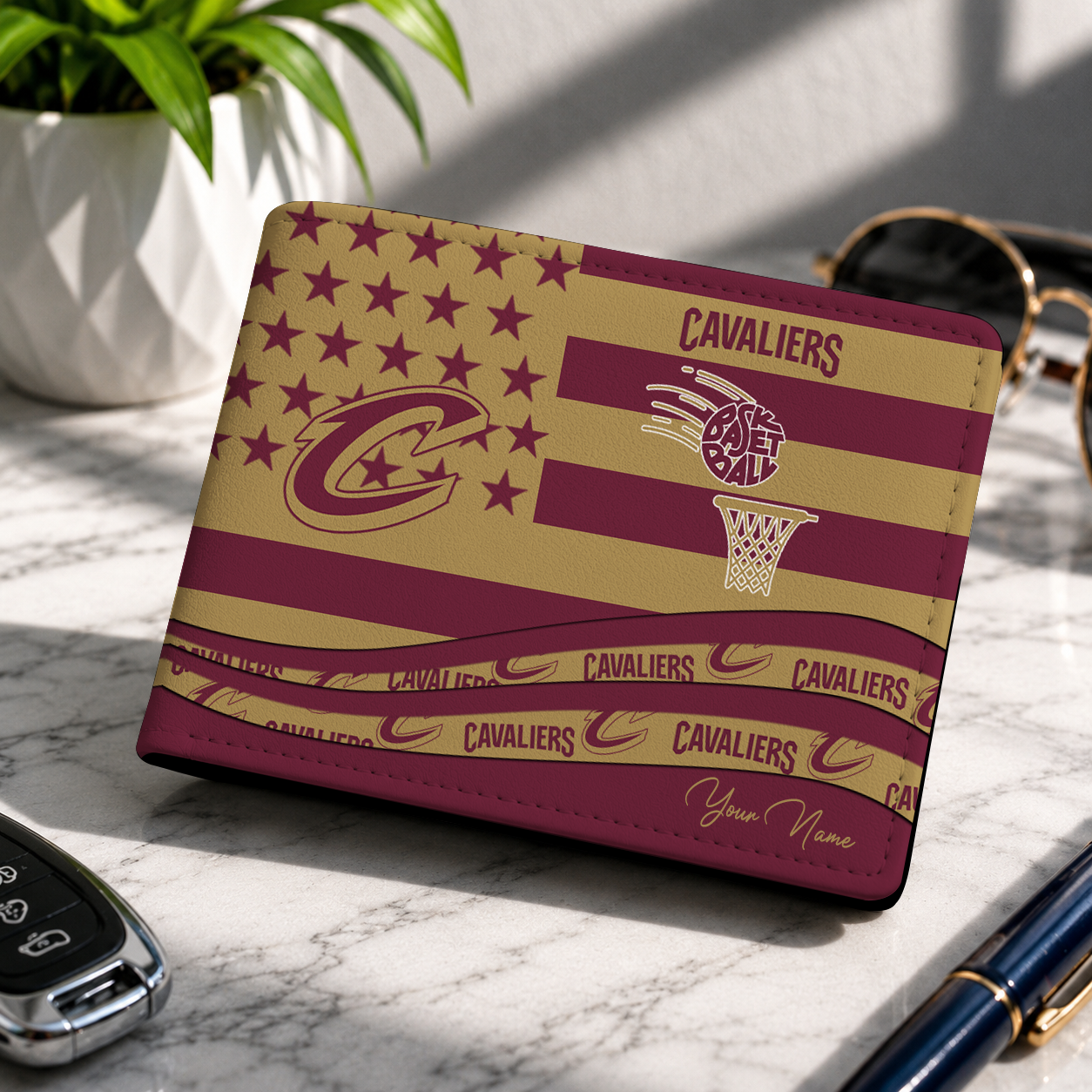 SPECIAL EDITION - NEW CUSTOMIZED NBA02 CCA CLEVELAND CAVALIERS LEATHER WALLET