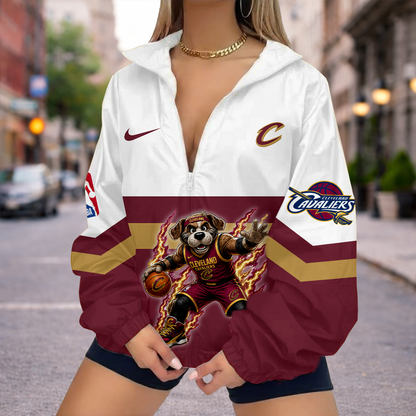 VIRAL EDITION - NEW CUSTOMIZED NBA02 CCA CLEVELAND CAVALIERS V-NECK ZIPPER SWEATSHIRT JACKET