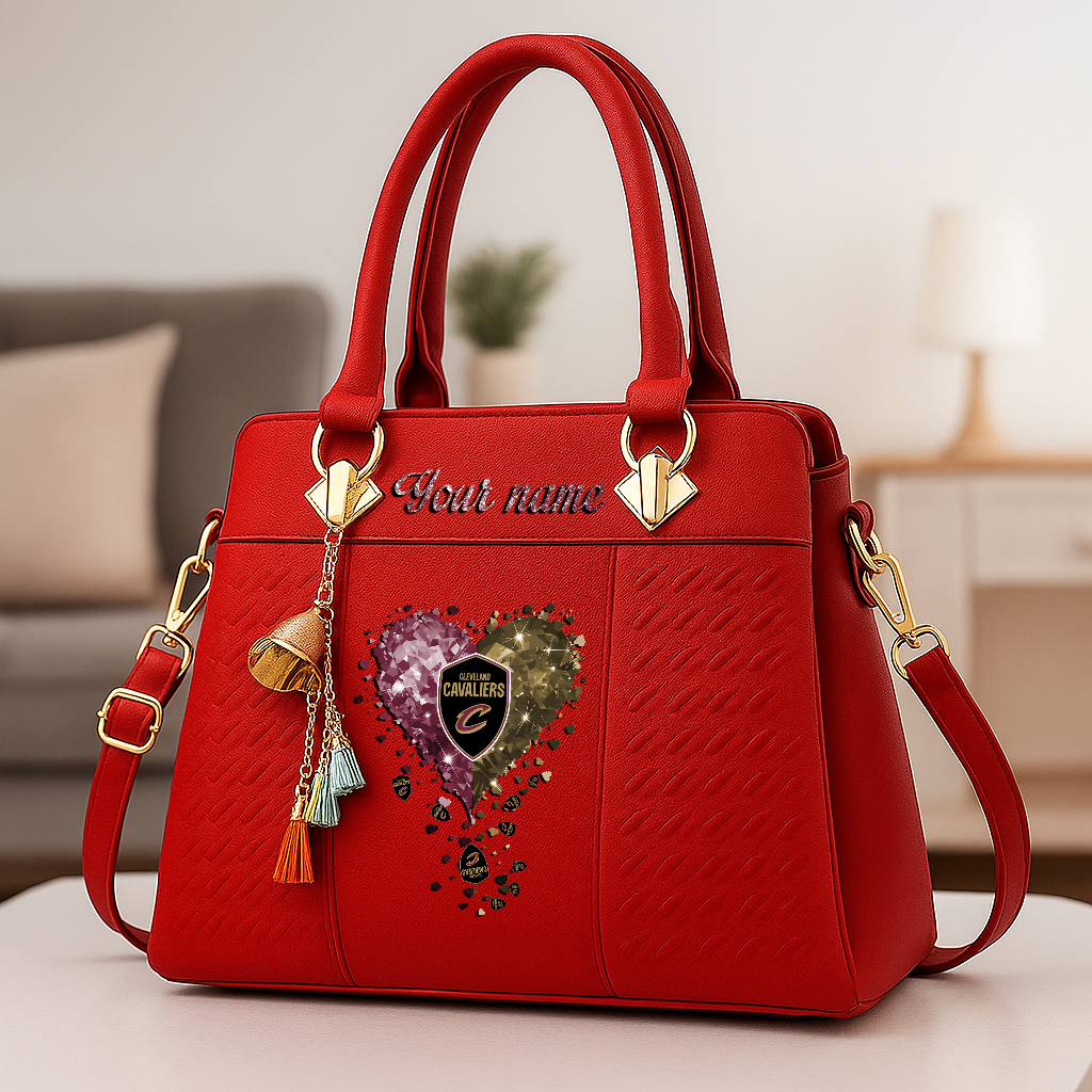 LIMITED EDITION - NEW CUSTOMIZED NBA02 CCA CLEVELAND CAVALIERS ZIP HANDBAG MULTICOLOR