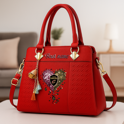 LIMITED EDITION - NEW CUSTOMIZED NBA02 CCA CLEVELAND CAVALIERS ZIP HANDBAG MULTICOLOR