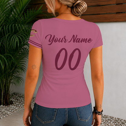[HOT DEAL] NEW CUSTOMIZED NBA02 CCA CLEVELAND CAVALIERS  WOMEN'S SHORT SLEEVE HENLEY T-SHIRT