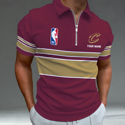 [HOT DEAL] NEW CUSTOMIZED NBA02 CCA CLEVELAND CAVALIERS ZIP POLO SHIRT