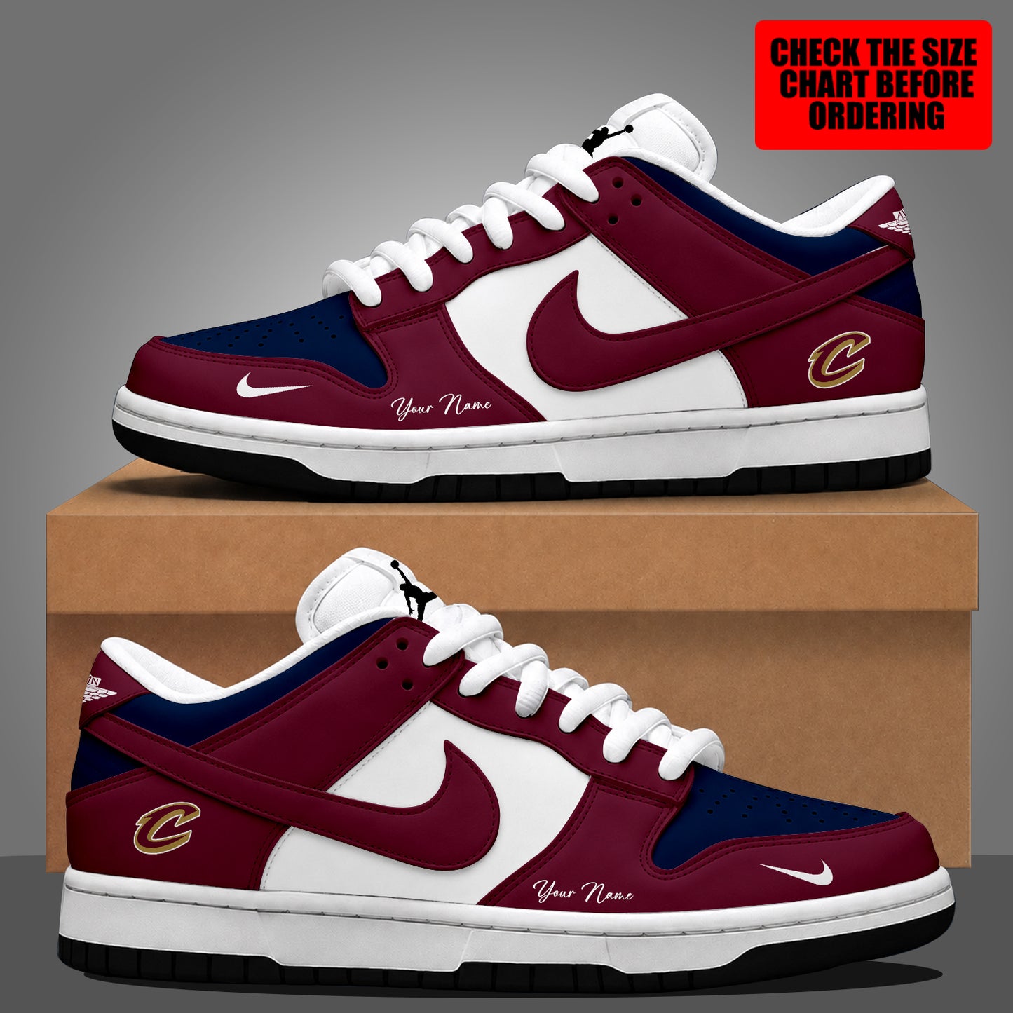 [HOT DEAL] NEW CUSTOMIZED NBA02 CCA CLEVELAND CAVALIERS DUNK LOW SHOES