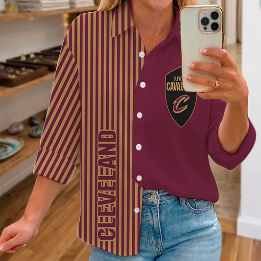 LIMITED EDITION - NEW CUSTOMIZED NBA02 CCA CLEVELAND CAVALIERS WOMEN CASUAL SHIRT FOR FAN