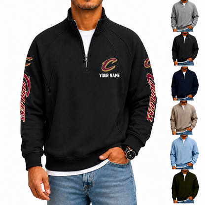 [HOT DEAL] NEW CUSTOMIZED NBA02 CCA CLEVELAND CAVALIERS  MEN'S QUARTER ZIP PULLOVER