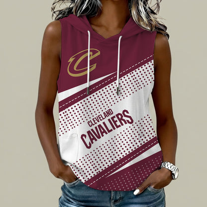 [HOT DEAL] NEW CUSTOMIZED NBA02 CCA CLEVELAND CAVALIERS  WOMEN'S SLEEVELESS HOODED POCKET TANK TOP