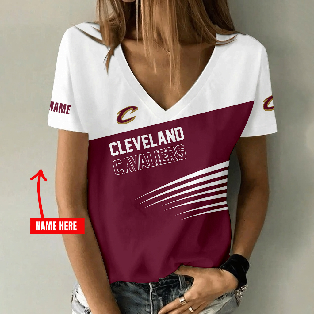 [HOT DEAL] NEW CUSTOMIZED NBA02 CCA CLEVELAND CAVALIERS V-NECK FEMALE SHIRT