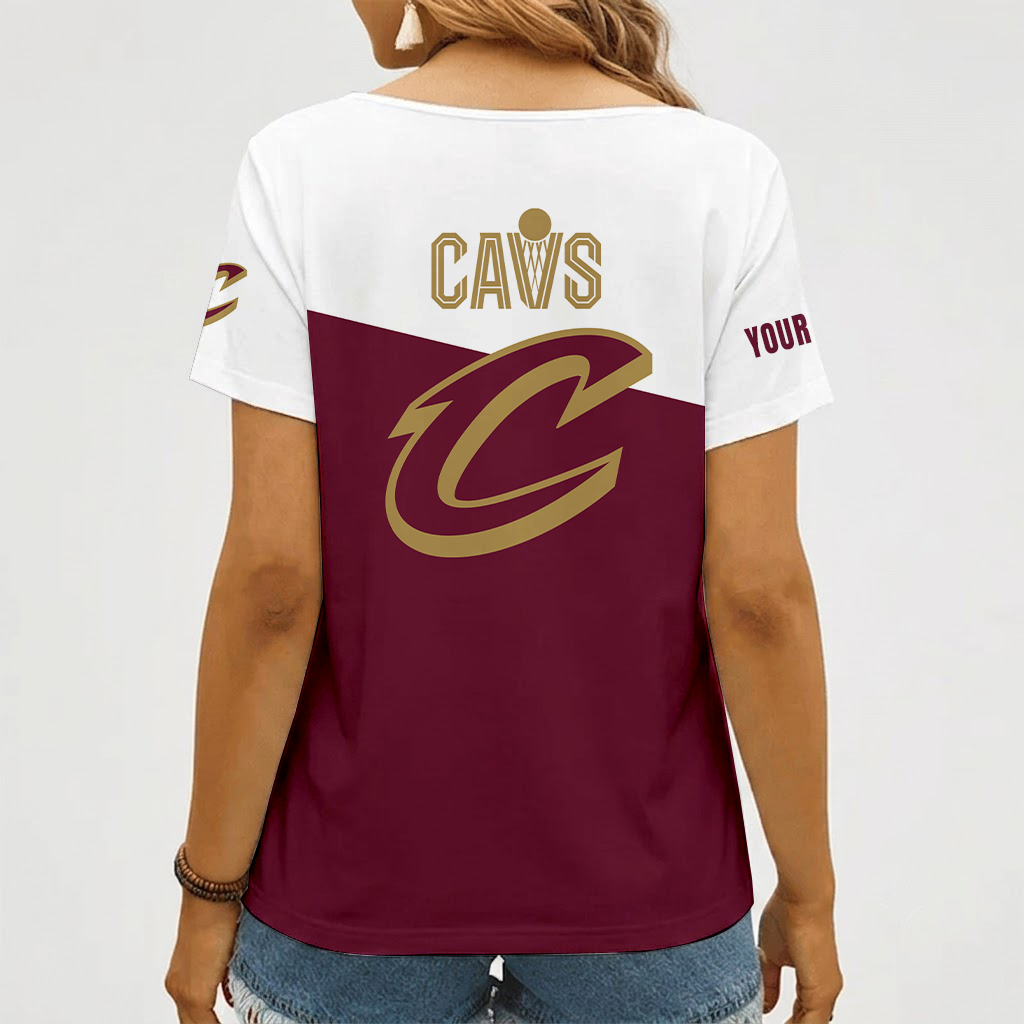 [HOT DEAL] NEW CUSTOMIZED NBA02 CCA CLEVELAND CAVALIERS V-NECK FEMALE SHIRT