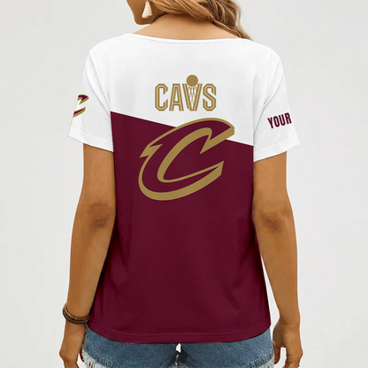 [HOT DEAL] NEW CUSTOMIZED NBA02 CCA CLEVELAND CAVALIERS V-NECK FEMALE SHIRT