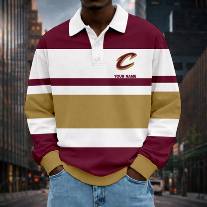 LIMITED EDITION - NEW CUSTOMIZED NBA02 CCA CC CAVALIERS MEN LONG SLEEVE POLO