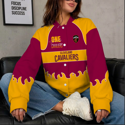 LIMITED EDITION - NEW CUSTOMIZED NBA02 CCA CLEVELAND CAVALIERS BASEBALL JACKET, SATIN VARSITY JACKET