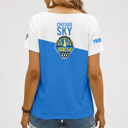 [FAN FAVORITE] NEW CUSTOMIZED WNBA02 CCS CHICAGO SKY V-NECK FEMALE SHIRT