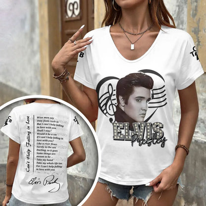 [FAN FAVORITE] NEW CUSTOMIZED ELVIS PRESLEY V-NECK FEMALE SHIRT