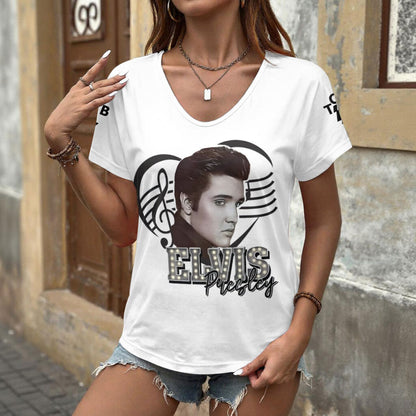 [FAN FAVORITE] NEW CUSTOMIZED ELVIS PRESLEY V-NECK FEMALE SHIRT