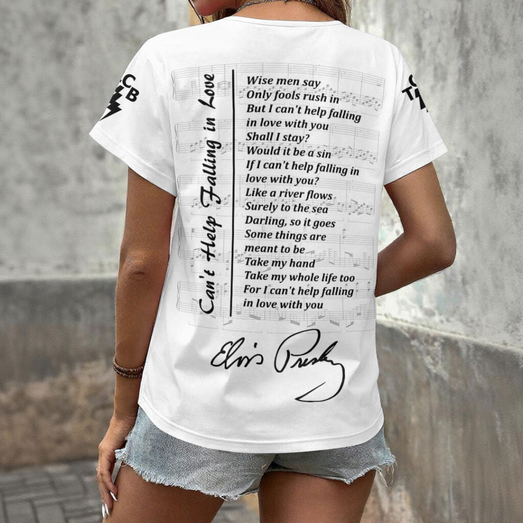 [FAN FAVORITE] NEW CUSTOMIZED ELVIS PRESLEY V-NECK FEMALE SHIRT