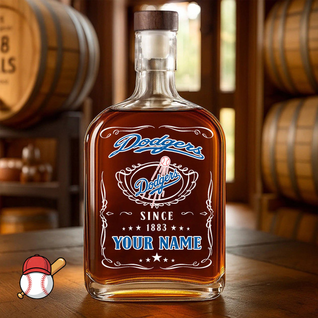 LIMITED EDITION - NEW CUSTOMIZED MLB02 LAD LOS ANGELES DODGERS LUXURY WHISKEY BOTTLE 450ML