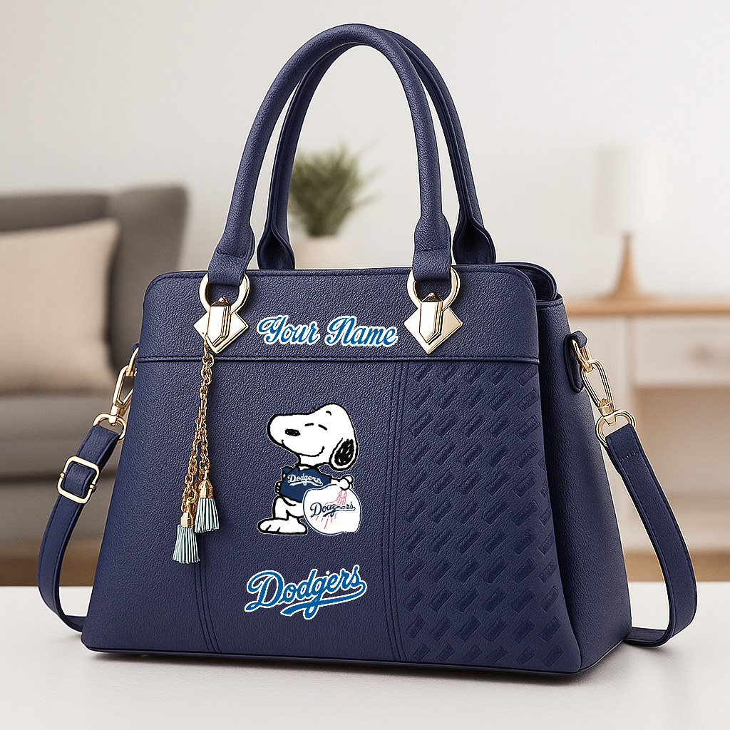 LIMITED EDITION - NEW CUSTOMIZED MLB02 LAD LOS ANGELES DODGERS ZIP HANDBAG MULTICOLOR