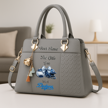 LIMITED EDITION - NEW CUSTOMIZED MLB02 LAD LOS ANGELES DODGERS ZIP HANDBAG MULTICOLOR