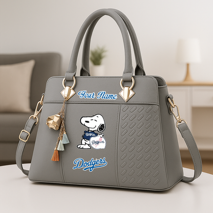 LIMITED EDITION - NEW CUSTOMIZED MLB02 LAD LOS ANGELES DODGERS ZIP HANDBAG MULTICOLOR