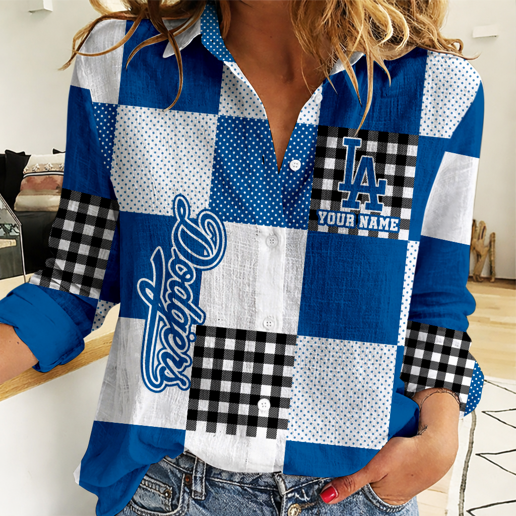 LIMITED EDITION - NEW CUSTOMIZED MLB02 LAD LOS ANGELES DODGERS WOMEN CASUAL SHIRT FOR FAN
