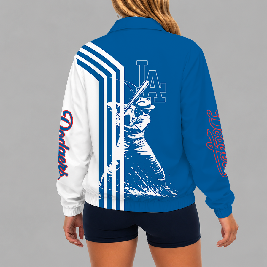 [FLASH SALE] NEW CUSTOMIZED MLB02 LAD LOS ANGELES DODGERS V-NECK ZIPPER SWEATSHIRT JACKET