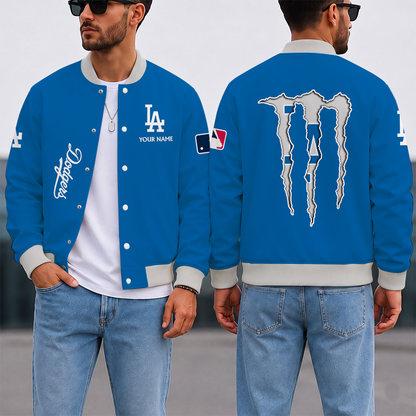 SPECIAL EDITION - NEW CUSTOMIZED MLB02 LAD LOS ANGELES DODGERS SATIN VARSITY & BASEBALL JACKET