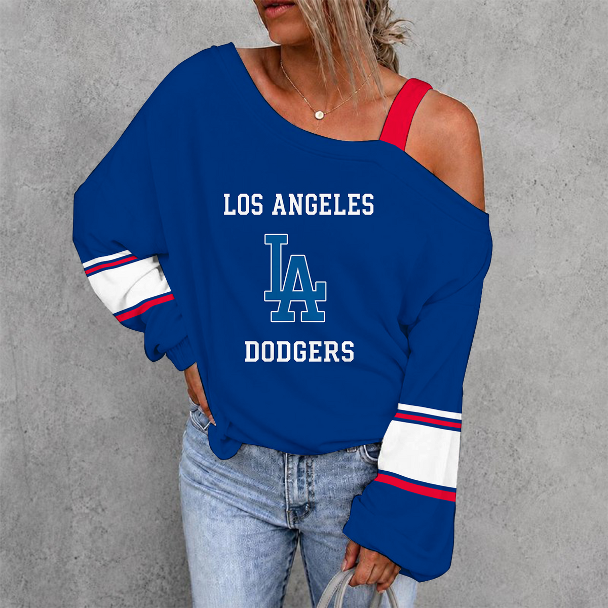 [FLASH SALE] NEW CUSTOMIZED MLB02 LAD LOS ANGELES DODGERS DROP SHOULDER SWEATSHIRT