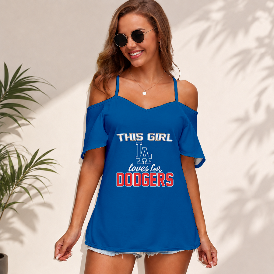 [FLASH SALE] NEW CUSTOMIZED MLB02 LAD LOS ANGELES DODGERS WOMEN'S STRAPPY OFF-SHOULDER TOP