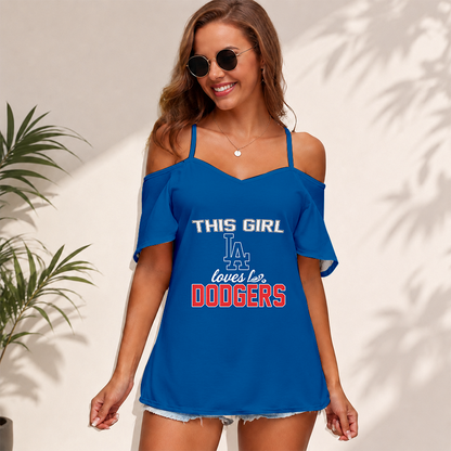 [FLASH SALE] NEW CUSTOMIZED MLB02 LAD LOS ANGELES DODGERS WOMEN'S STRAPPY OFF-SHOULDER TOP