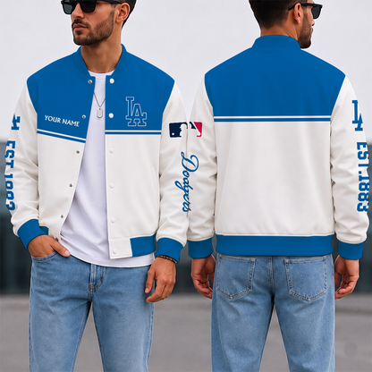 SPECIAL EDITION - NEW CUSTOMIZED MLB02 LAD LOS ANGELES DODGERS SATIN VARSITY & BASEBALL JACKET