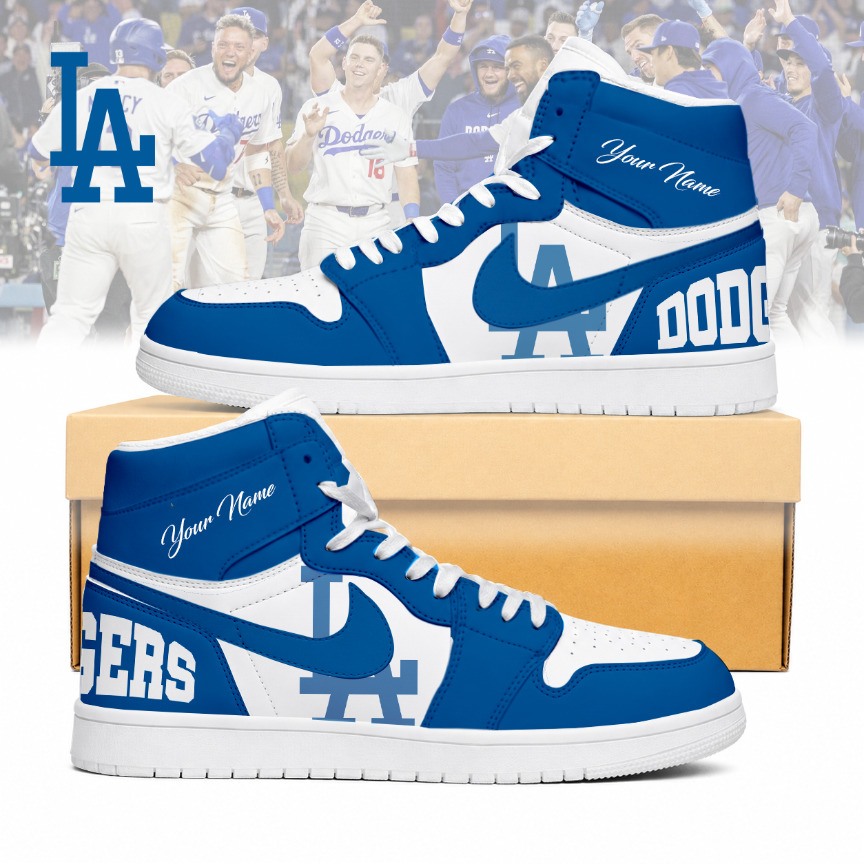 LIMITED EDITION - NEW CUSTOMIZED MLB02 LAD LOS ANGELES DODGERS AIR JORDAN SNEAKERS