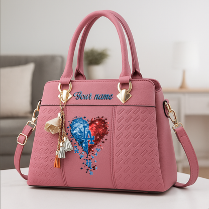 LIMITED EDITION - NEW CUSTOMIZED MLB02 LAD LOS ANGELES DODGERS ZIP HANDBAG MULTICOLOR
