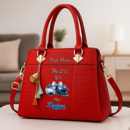 LIMITED EDITION - NEW CUSTOMIZED MLB02 LAD LOS ANGELES DODGERS ZIP HANDBAG MULTICOLOR