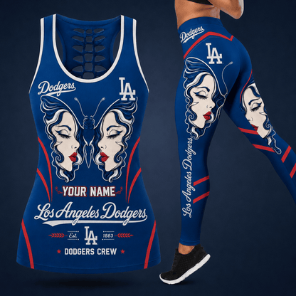 [FLASH SALE] NEW CUSTOMIZED MLB02 LAD LOS ANGELES DODGERS HOLLOW TANK TOP & LEGGINGS SET