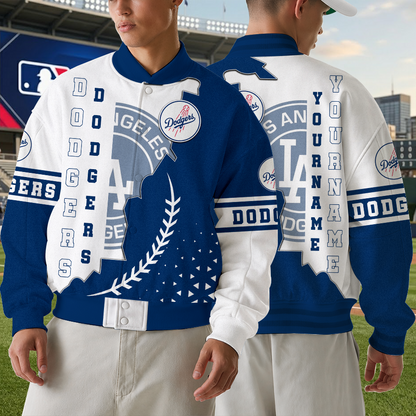 LIMITED EDITION - NEW CUSTOMIZED MLB02 LAD LOS ANGELES DODGERS SATIN VARSITY & BASEBALL JACKET