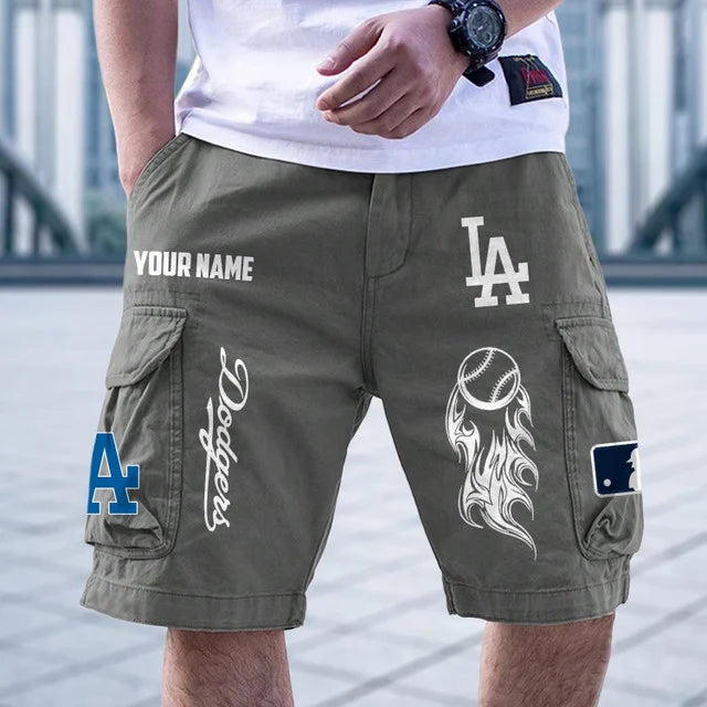 [FLASH SALE] NEW CUSTOMIZED MLB02 LAD LOS ANGELES DODGERS MEN'S CARGO SHORTS