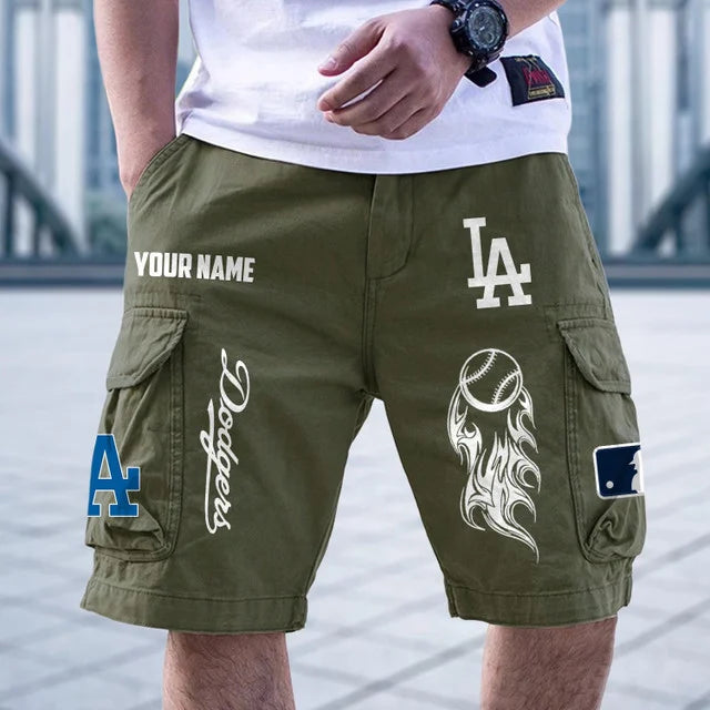 [FLASH SALE] NEW CUSTOMIZED MLB02 LAD LOS ANGELES DODGERS MEN'S CARGO SHORTS