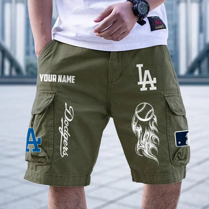 [FLASH SALE] NEW CUSTOMIZED MLB02 LAD LOS ANGELES DODGERS MEN'S CARGO SHORTS